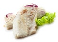 Roasted perch fish fillets on white background Royalty Free Stock Photo