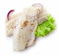 Roasted perch fish fillets on white background Royalty Free Stock Photo