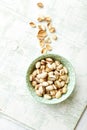 Roasted pistachios in a bowl