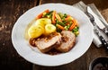 Roasted pork and beef meat loaf with vegetables Royalty Free Stock Photo