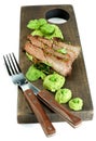 Roasted Pork and Green Pea Puree Royalty Free Stock Photo