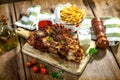 Roasted pork knuckle with french fries Royalty Free Stock Photo