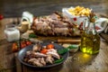 Roasted pork knuckle with french fries Royalty Free Stock Photo