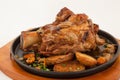 Roasted pork leg knuckle with vegetables Royalty Free Stock Photo