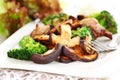 Roasted pork meat with shiitake mushrooms Royalty Free Stock Photo