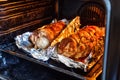 Roasted pork roll stuffed with vegetables and garlic Royalty Free Stock Photo