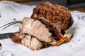 roasted pork shoulder with crust crackling Royalty Free Stock Photo