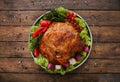 Roasted pork shoulder with vegetables, meat dish Royalty Free Stock Photo