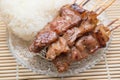 Roasted pork skewers Thai style food Royalty Free Stock Photo