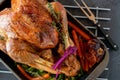 Roasted Poultry with vegetables Royalty Free Stock Photo