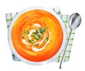 Roasted pumpkin and carrot soup with pumpkin seeds