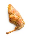 Roasted rabbit leg isolated on white background Royalty Free Stock Photo