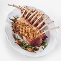 Roasted rack of lamb with bone-in chops
