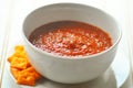 Roasted Red Pepper Soup with Cheese Crackers Royalty Free Stock Photo