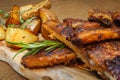 Roasted ribs with herbs Royalty Free Stock Photo