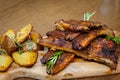Roasted ribs with herbs Royalty Free Stock Photo