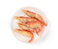 Roasted river shrimp common with dish isolated on white background ,grilled prawn ,include clipping path Royalty Free Stock Photo