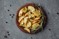 roasted rosemary garlic potato wedges on a plate Royalty Free Stock Photo