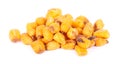 Roasted salted corn nuts isolated on white background. Beer snack, dry corn with spices. Royalty Free Stock Photo