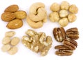 Assortment of Mixed nuts on white background Royalty Free Stock Photo