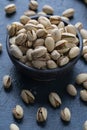 Roasted And Salted Pistachios In Ceramic Bowl
