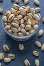 Roasted And Salted Pistachios In Glass Bowl Royalty Free Stock Photo