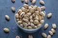 Roasted And Salted Pistachios In Glass Bowl Royalty Free Stock Photo