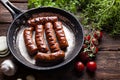 Roasted sausage, fresh vegetables and herbs Royalty Free Stock Photo