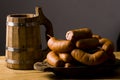 Roasted sausages and beer Royalty Free Stock Photo