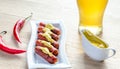 Roasted sausages with glass of beer Royalty Free Stock Photo