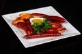 Roasted sausages plate Royalty Free Stock Photo