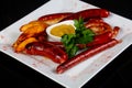 Roasted sausages plate Royalty Free Stock Photo