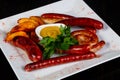 Roasted sausages plate Royalty Free Stock Photo