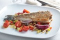 Roasted sea bass with vegetables