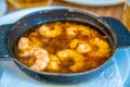 Roasted shrimp in oil served as tapas