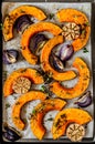 Roasted Squash Slices with Red Onions Royalty Free Stock Photo