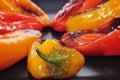 Roasted sweet bite peppers of different colors Royalty Free Stock Photo