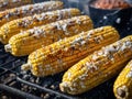 Roasted sweet corns on the grill