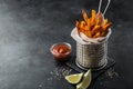 Roasted sweet potato with tomato sause Royalty Free Stock Photo