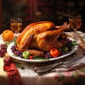 Roasted Thanksgiving Turkey Delight: Illustration of a Perfectly Cooked Turkey Ready to Satisfy Your Festive Cravings