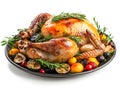 Roasted Thanksgiving turkey isolated on white background Royalty Free Stock Photo
