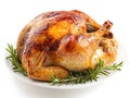 Roasted Thanksgiving turkey isolated on white background Royalty Free Stock Photo
