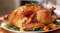 Roasted Thanksgiving Turkey with Oranges and Herbs on Display Royalty Free Stock Photo