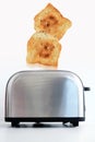 Roasted toast bread popping up of stainless steel toaster Royalty Free Stock Photo