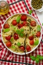 Roasted tomato and basil pasta.style hugge Royalty Free Stock Photo
