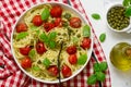 Roasted tomato and basil pasta.style hugge Royalty Free Stock Photo