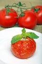 Roasted tomato with fresh basil