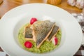 Roasted trout with risotto Royalty Free Stock Photo