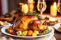 Roasted turkey and baked vegetables: a fall feast Royalty Free Stock Photo