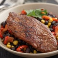 Roasted turkey with black bean salad Royalty Free Stock Photo